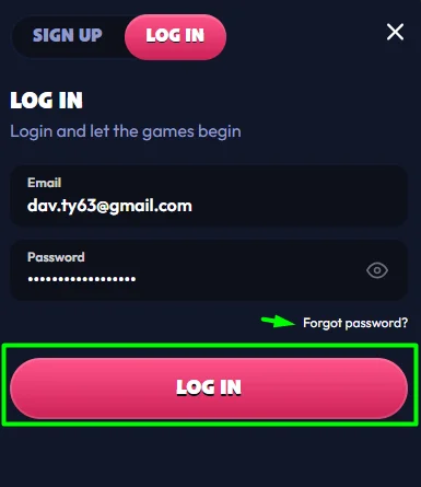 fast log in form